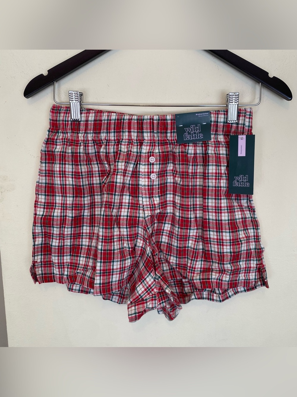 Wild Fable Women's Small Red Green Plaid Cotton Sleep Shorts Christmas Pajamas